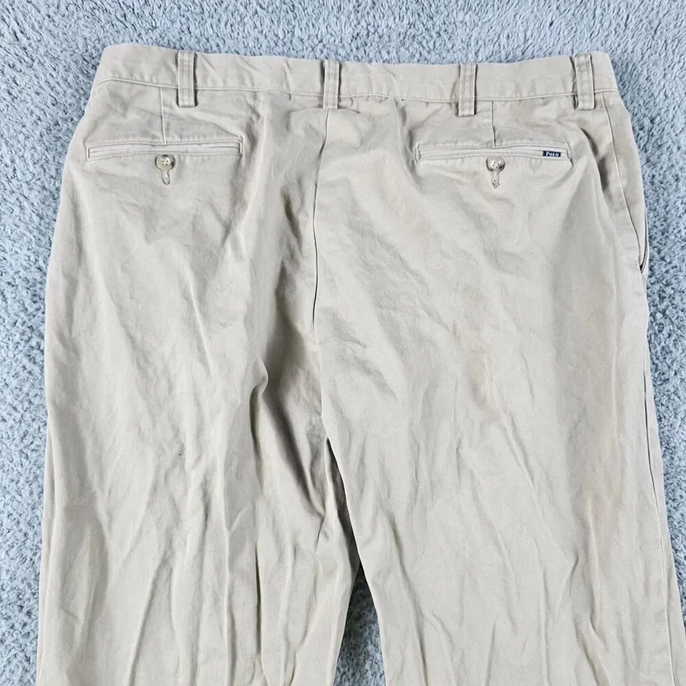 Polo Ralph Lauren Pants Mens 36x30 Beige Chino Classic Flat Front Preppy Casual